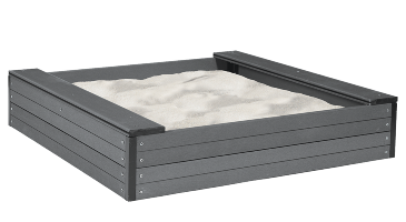 Sandkasse WPC, 24 x 120 x 120 cm, inkl. net, 240 kg sand
